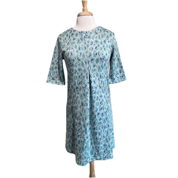 Tyler Boe Dresses & Skirts - Tyler Boe Women’s S Cheetah Print Knit Shift Dress Boho Retro Baby Blue